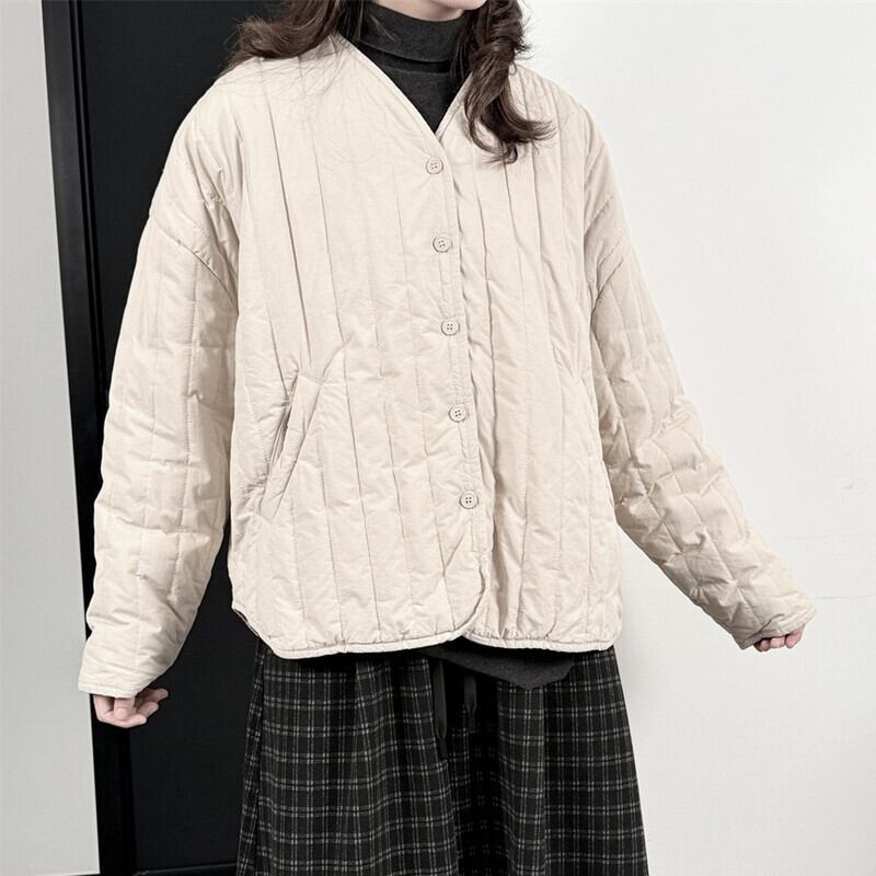 No-Collar V-Neck Jacket【TR3256】