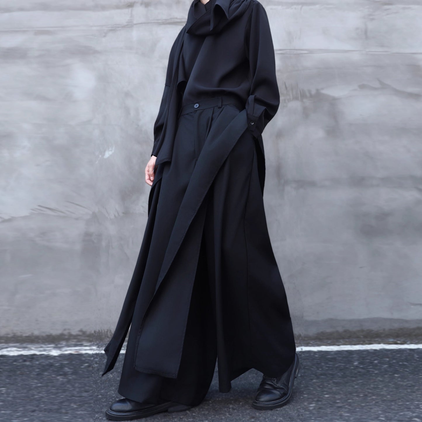 Drape Ribbon Straight Wide Pants【TR3307】
