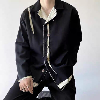 Frayed Contrast Panel Jacket【TR3341】