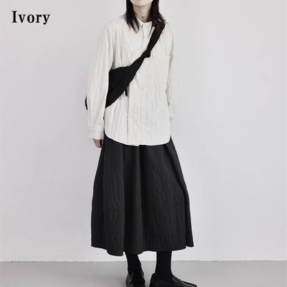 Asymmetry Pleats Collared Shirt【TR3100】