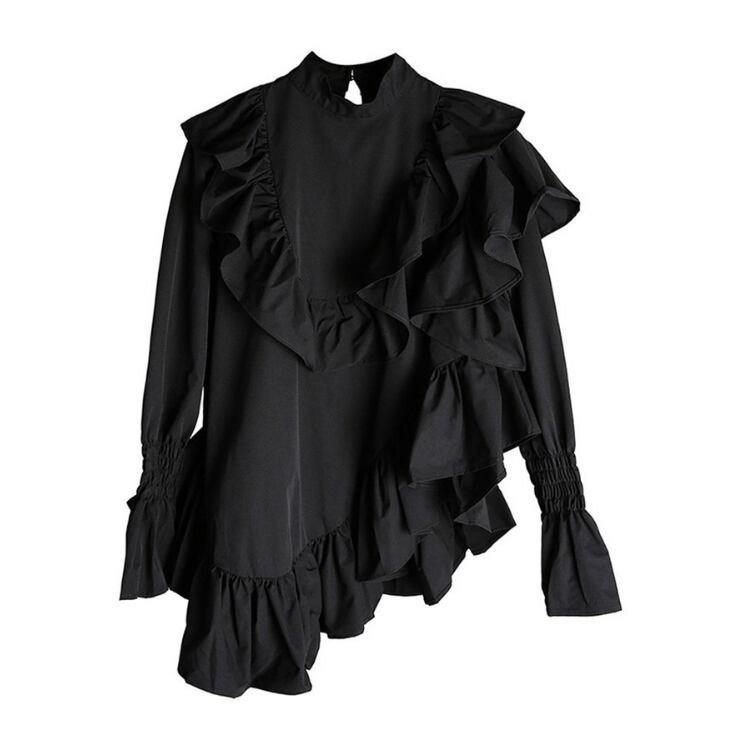 Stand Collor Frilled Shirt【TR0438】