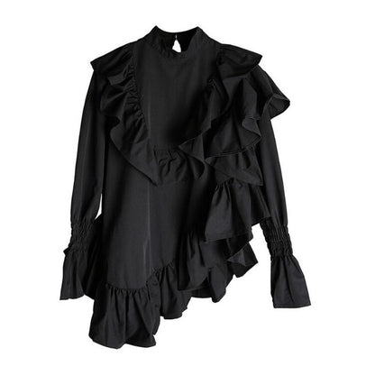 Stand Collor Frilled Shirt【TR0438】