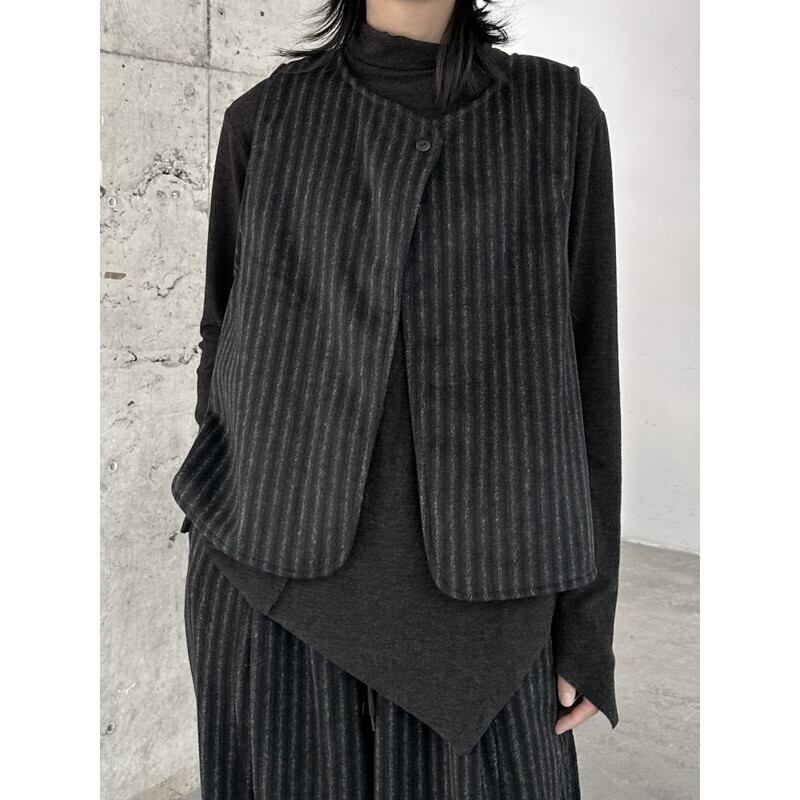 Stripe One-Button Vest【TR3235】