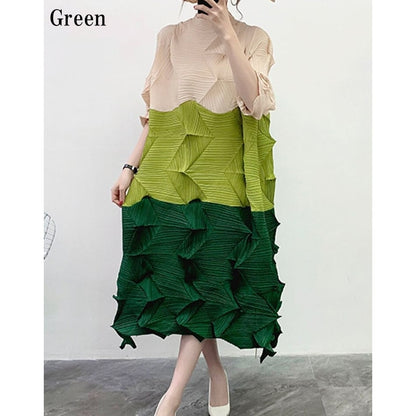 Pleats A-line Patchwork One-piece【TR3054】