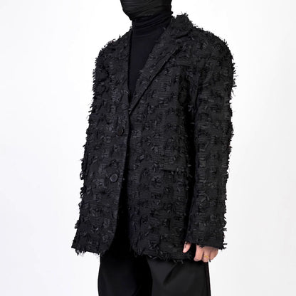 Black Fringe Tailored Jacket【TR3322】