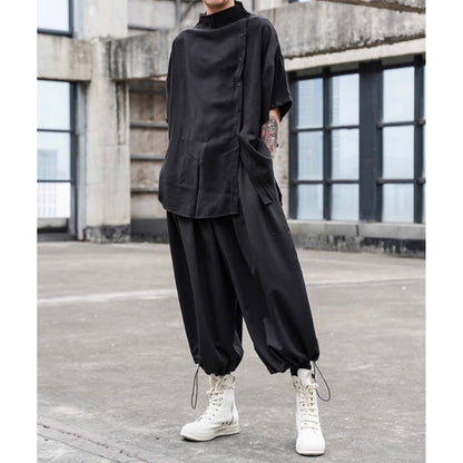 Asymmetric Button T-Shirt【TR3333】