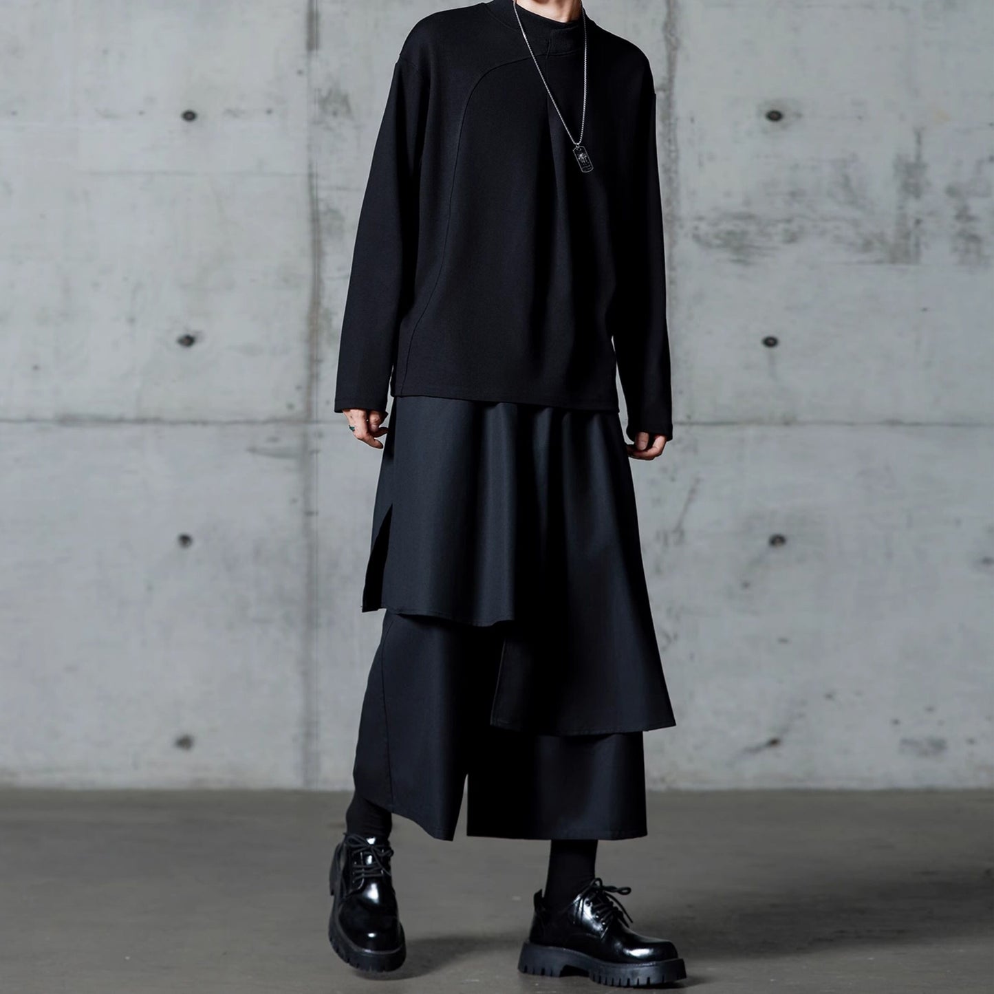Asymmetrical Layered-look Wide Pants【TR3288】