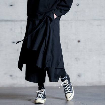 Layered-look Cropped Wide Pants【TR3273】