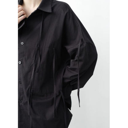 Asymmetric Tie Collared Shirt【TR3332】