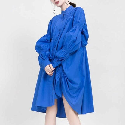 Asymmetrical Pleat  All-in-one Dress【TR1143】