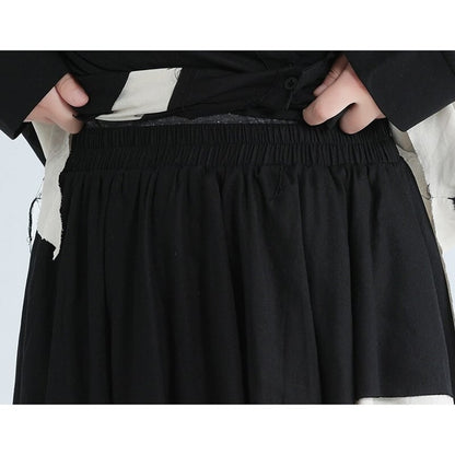 Asymmetry Ruffle Bi-Color Skirt【TR3172】