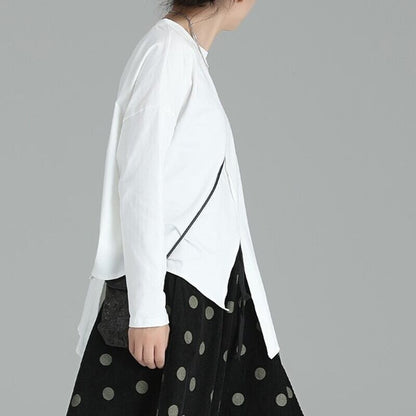 Asymmetry Round-Neck T-Shirt【TR3146】