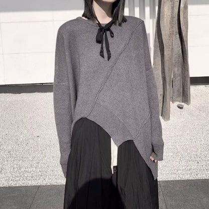 Knit Asymemtry T-Shirt【TR3266】