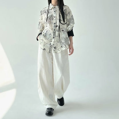 Water-Color Flower Collared Shirt【TR3121】