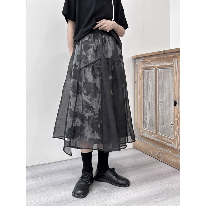 Flower Mesh Flare Skirt【TR3189】
