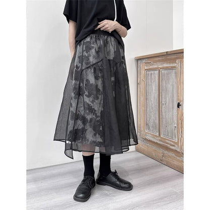 Flower Mesh Flare Skirt【TR3189】