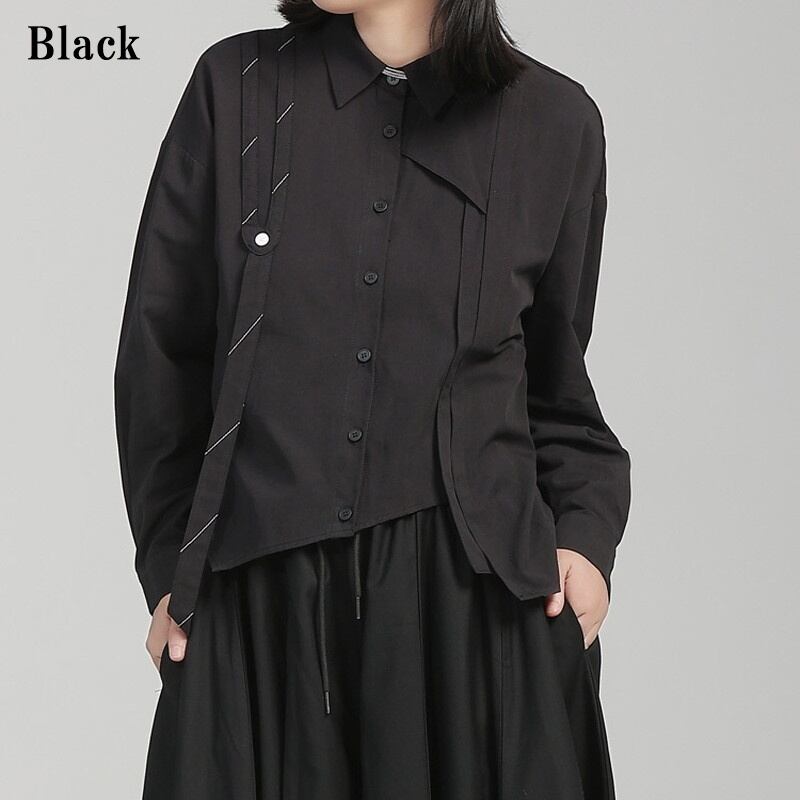 Patchwork Ribbon Collared Shirt【TR3130】