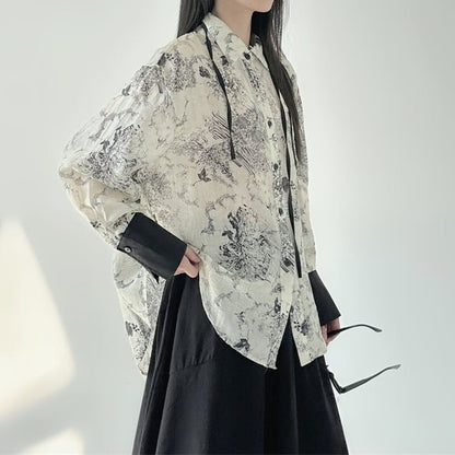 Water-Color Flower Collared Shirt【TR3121】