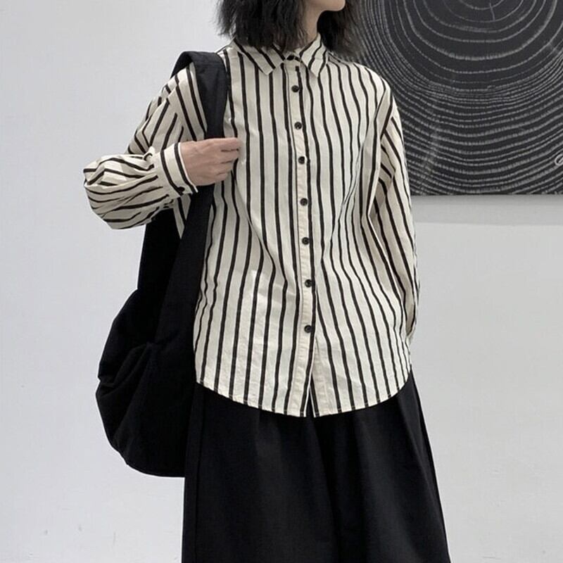Stripe Retro Collared Shirt【TR3109】
