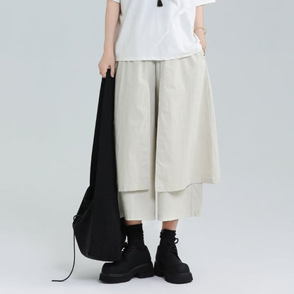 Wide Cropped Layered Pants【TR3221】