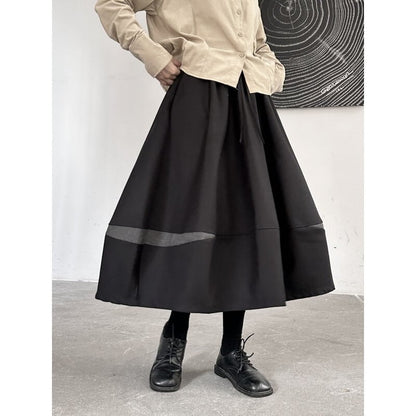 Bi-Color High-Waist Flare Skirt【TR3175】