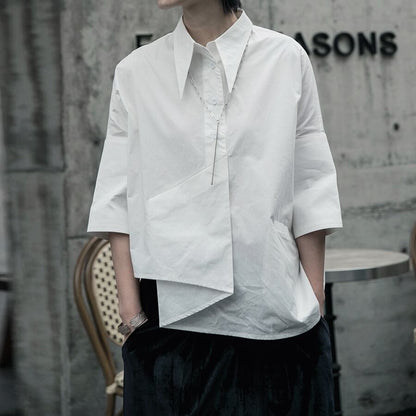 〈Unisex〉Wrap Nichi Irregular Shirt【TR1422】