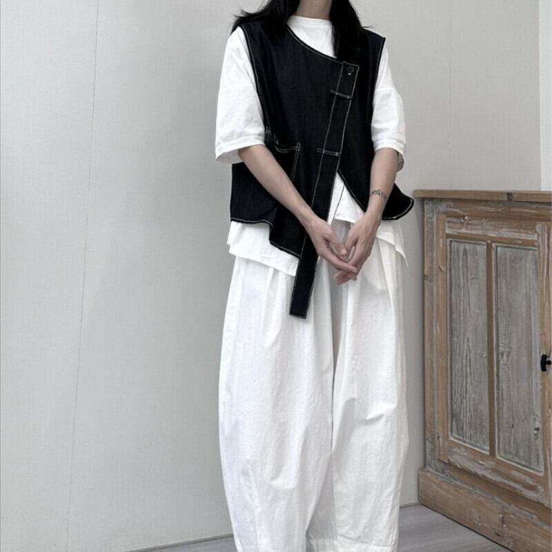 Asymmetry Stitch Vest【TR3238】