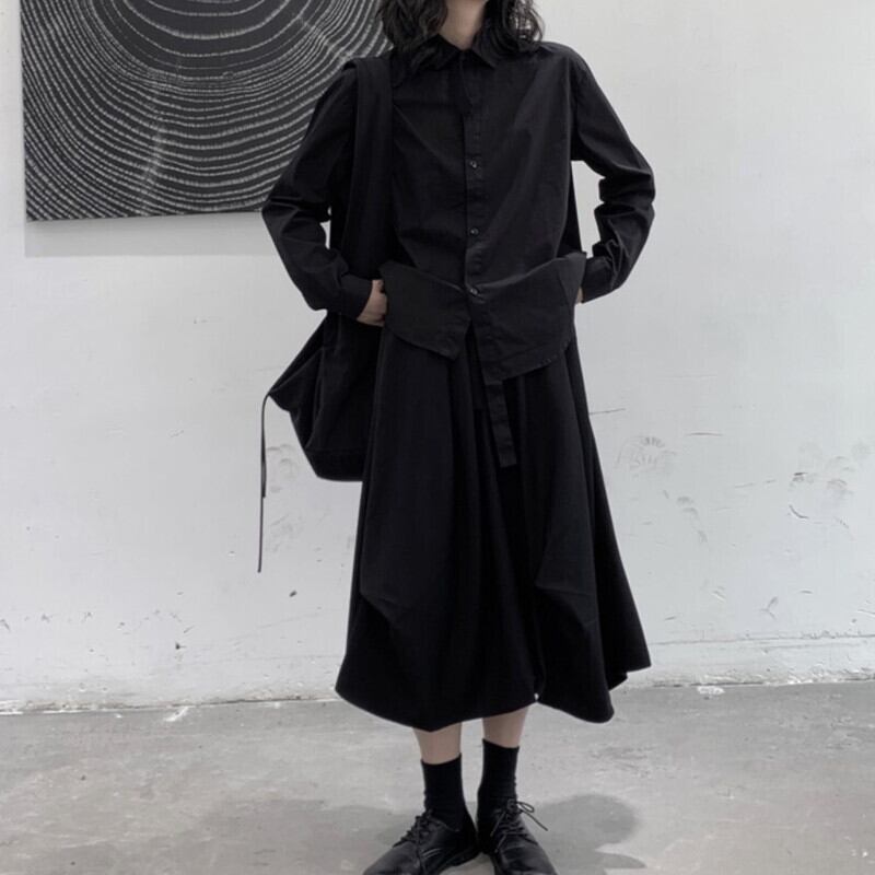 Arrange Asymemtry Collared Shirt【TR3104】