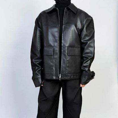 Sleek Quilted Liner Leather Jacket【TR3364】