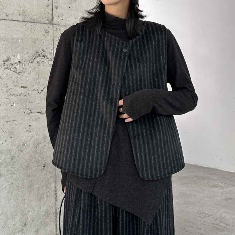 Stripe One-Button Vest【TR3235】