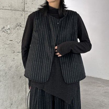 Stripe One-Button Vest【TR3235】