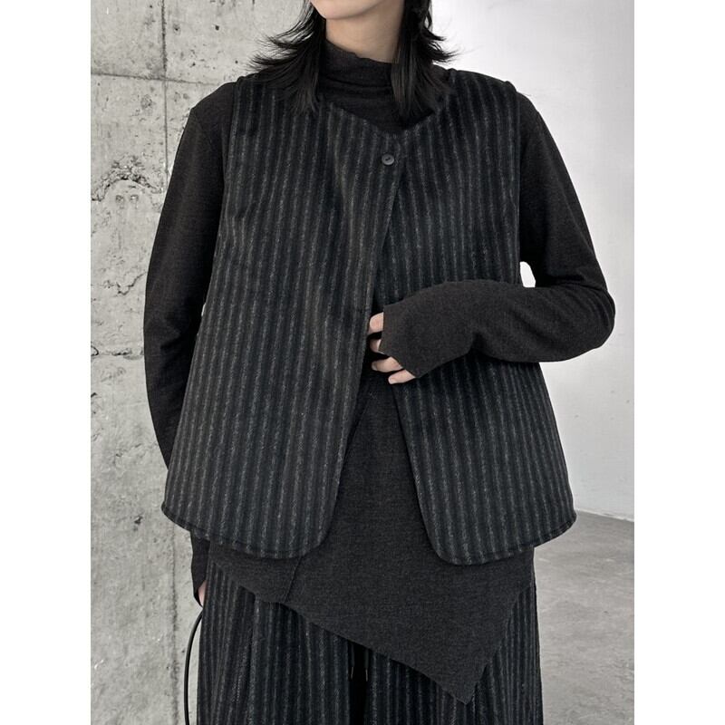 Stripe One-Button Vest【TR3235】