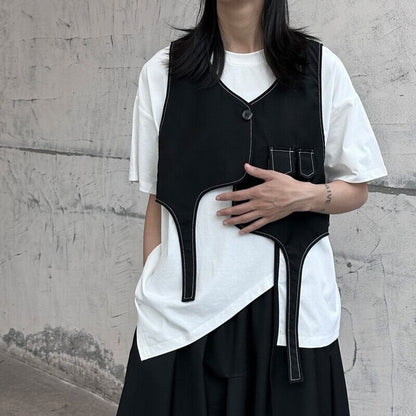 Asymmetry Stitch Vest【TR3236】