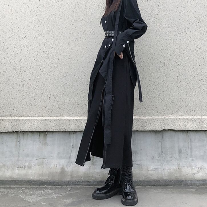 Long Nichi Fastener Skirt【TR1433】