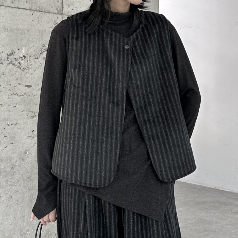 Stripe One-Button Vest【TR3235】