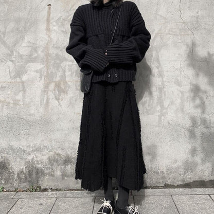 Asymmetry Knit Frill Skirt【TR3160】