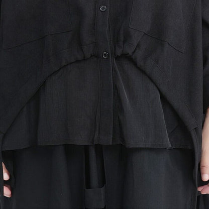 Drawstring Unique Collared Shirt【TR3127】