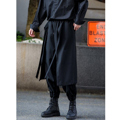 Waist Ribbon Layered-look Pants【TR3278】