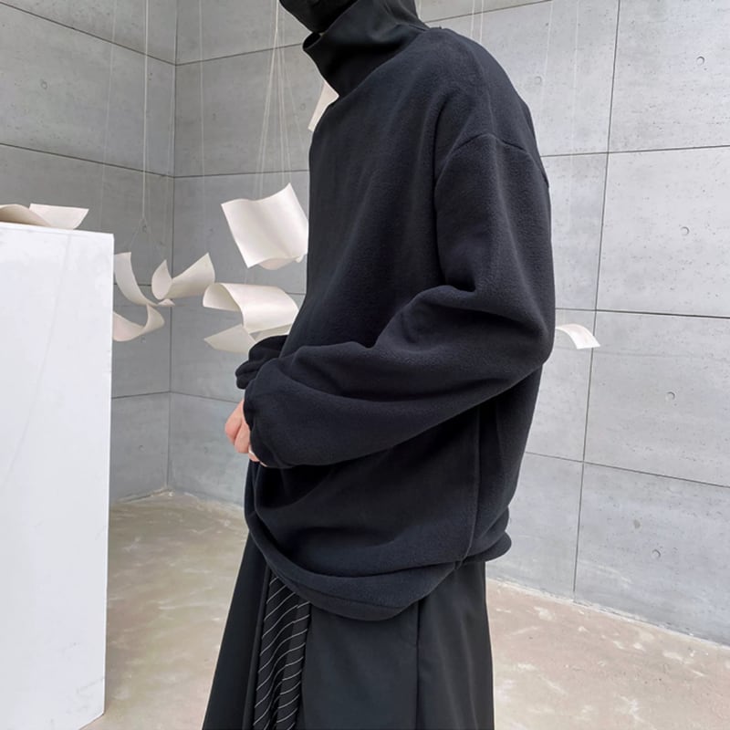 Oversized Fleece High-Neck T-shirt【TR3328】
