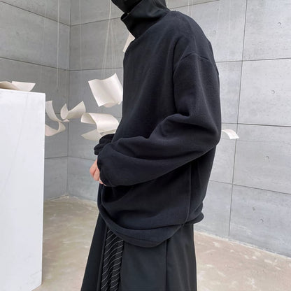 Oversized Fleece High-Neck T-shirt【TR3328】