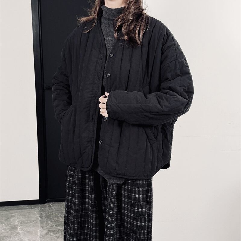 No-Collar V-Neck Jacket【TR3256】