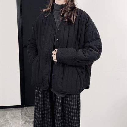 No-Collar V-Neck Jacket【TR3256】