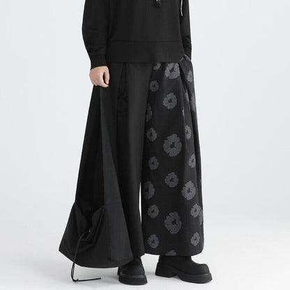 Asymmetrical Flower Wide Pants【TR3229】