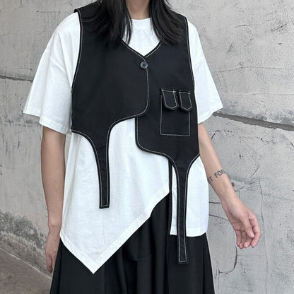 Asymmetry Stitch Vest【TR3236】
