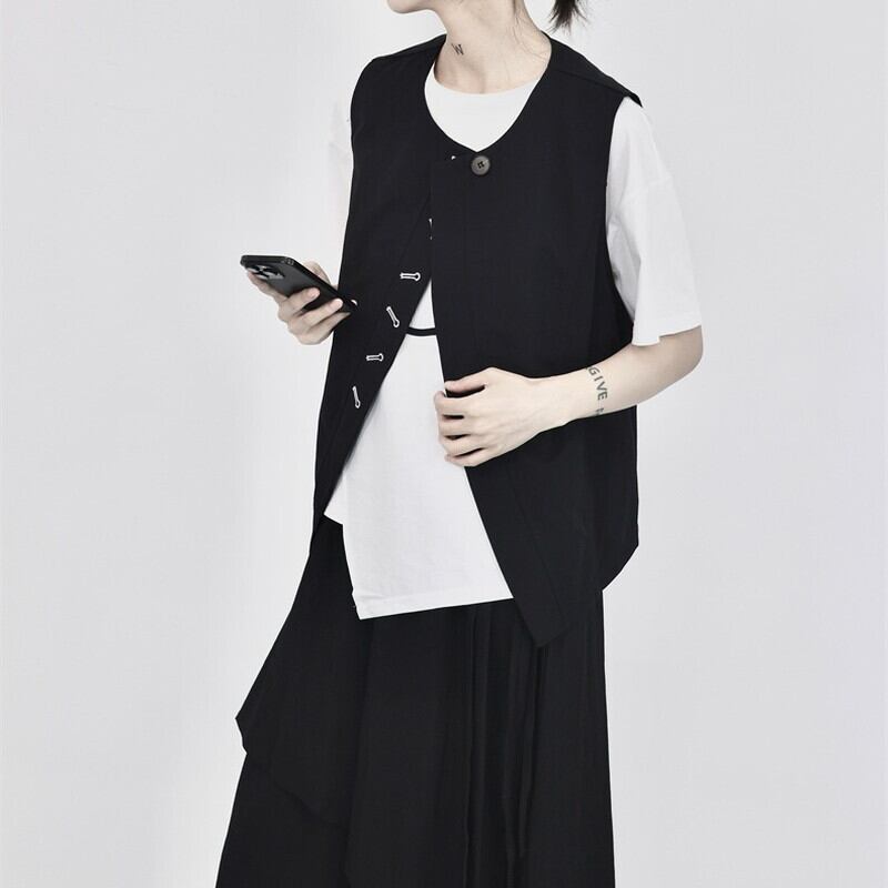 Roune-Neck Oversize Vest【TR3242】