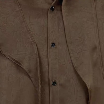 Satin Draped Texture Collared Shirt【TR3361】