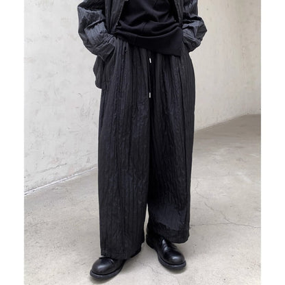 Embossed Pleats Loose Pants【TR3192】