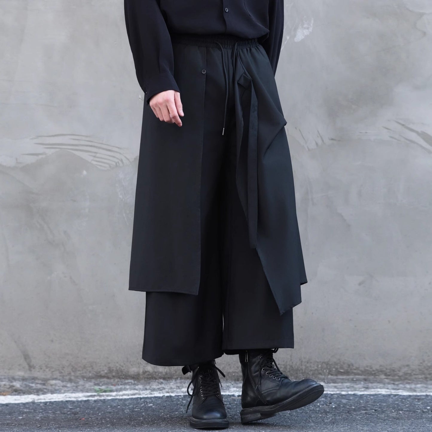 Layered-look Cropped Hakama Pants【TR3274】