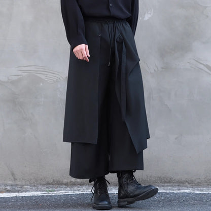 Layered-look Cropped Hakama Pants【TR3274】