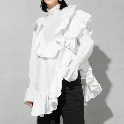 Stand Collor Frilled Shirt【TR0438】